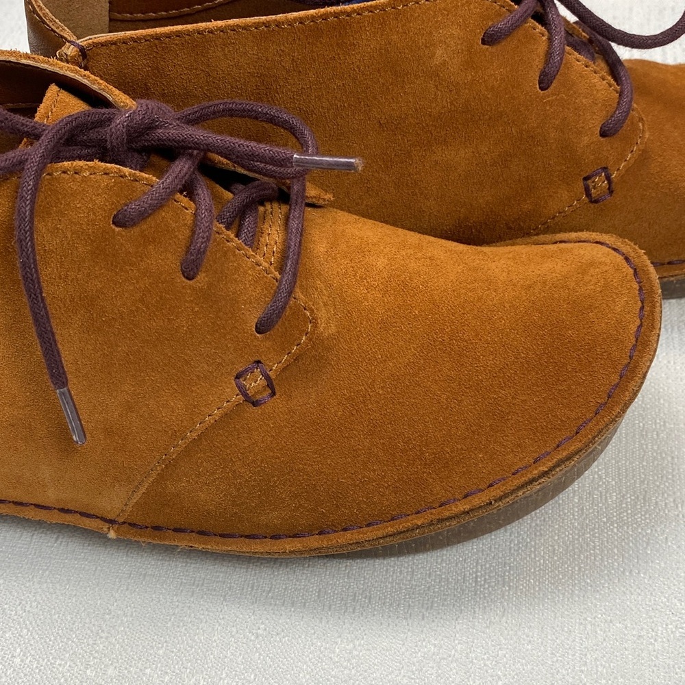 Clarks Brown Suede Ankle Boots with Purple Laces Size 8.5 - Picture 6 of 16